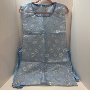 Handmade Bl Snowflake Glitter Tabard Apron Winter Christmas Side Tie Smock NWOT